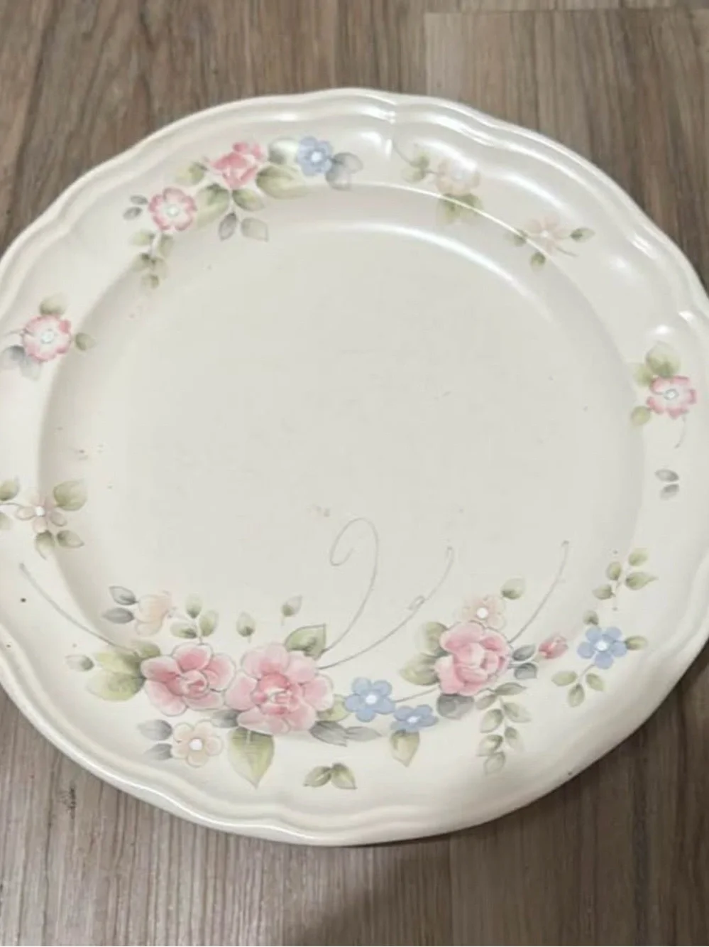 Floral Porcelain Dinner Plate - Pink and Blue Floral Design